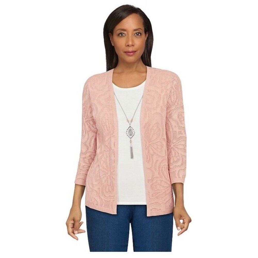 Alfred Dunner Sweater/tank Combo Color: Peachy Keen Size Petite Small - Picture 1 of 3